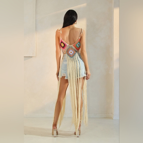 Crochet Patch Fringe Top - Picture 5 of 7